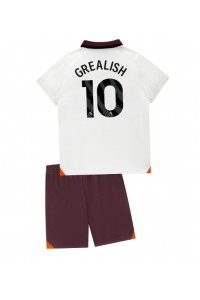 Manchester City Jack Grealish #10 Jalkapallovaatteet Lasten Vieraspeliasu 2023-24 Lyhythihainen (+ Lyhyet housut)